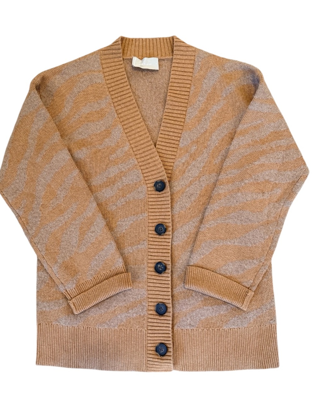Women’s Wool Blend Tan and Gray Cardigan Sweater from Everlane